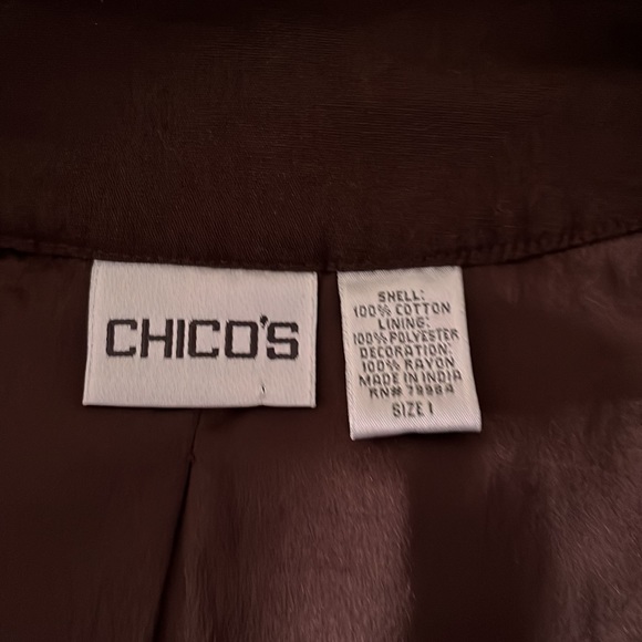 Chico’s Woman’s Jacket Size 1 Color Brown Decorated - Picture 4 of 6